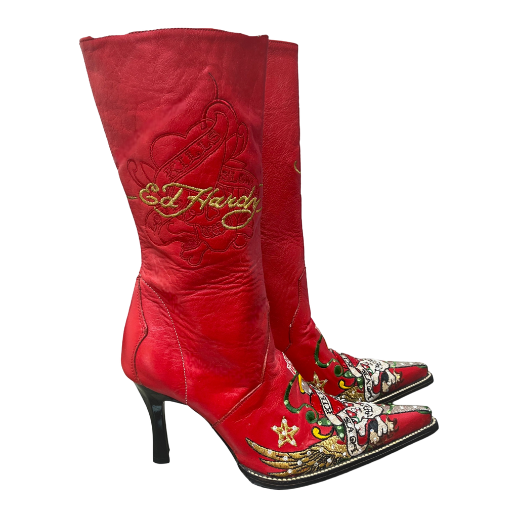 Red Ed Hardy Mexican Boots