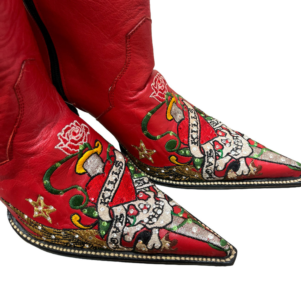Red Ed Hardy Mexican Boots