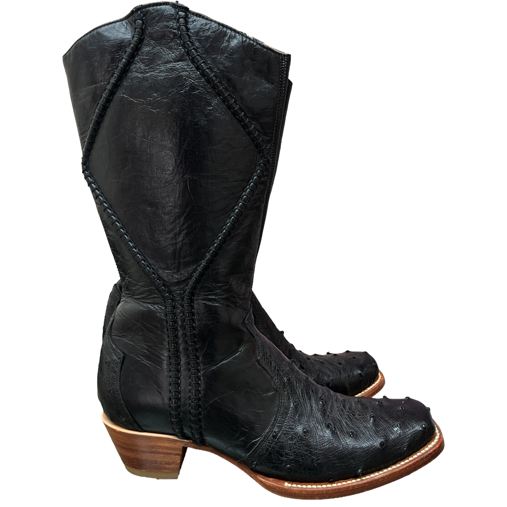 Black Ostrich Boots