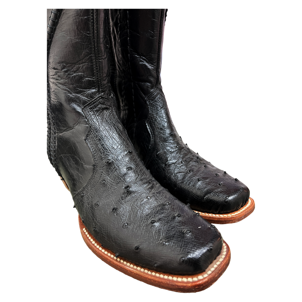 Black Ostrich Boots
