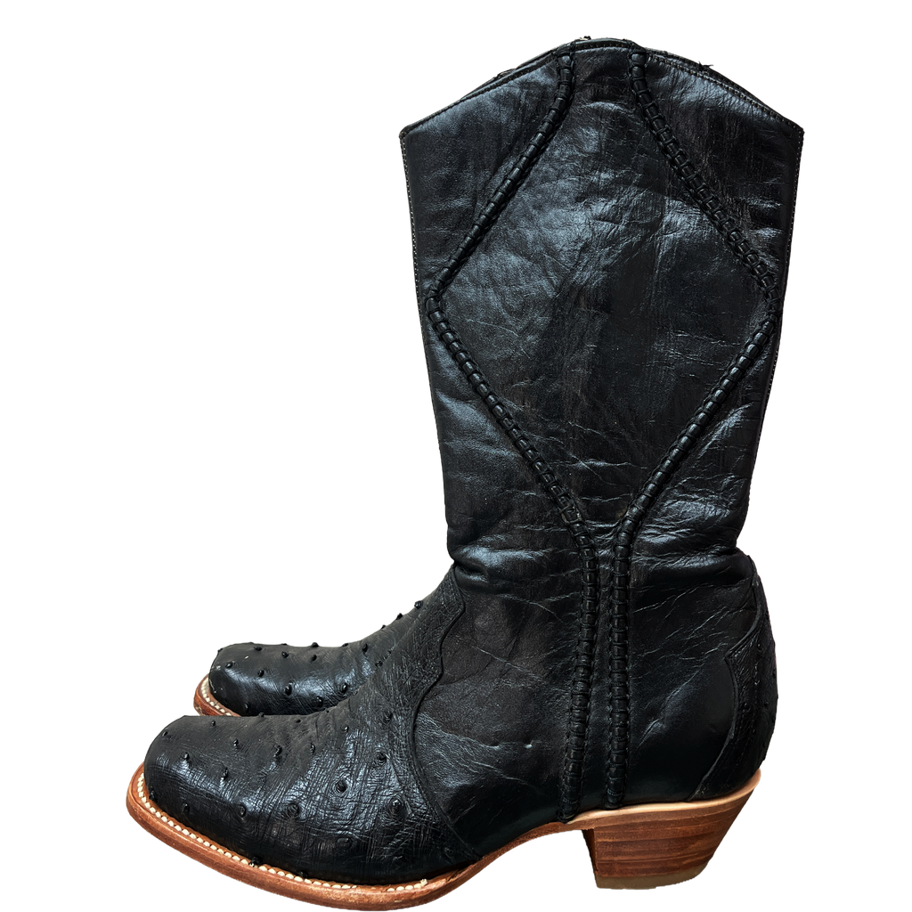 Black Ostrich Boots